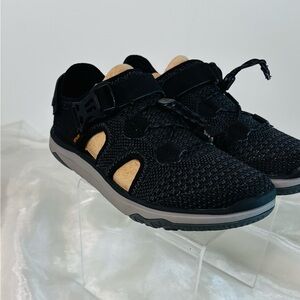 Teva Black Knit Sport Sandals with Tan Accents